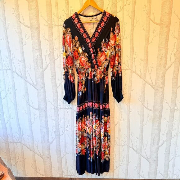 Anthropologie Cecilia Prado NWT Black Floral Maxi Dress Size Medium - Picture 2 of 9